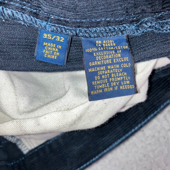Polo‎ Ralph Lauren Corduroy Pants Men 35x32 Navy Blue Straight Leg Casual Preppy - Picture 10 of 11